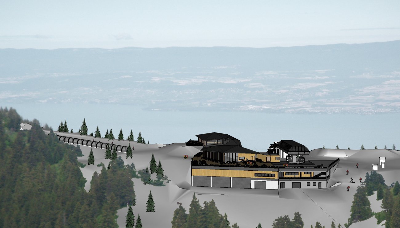 Skiing with Lake Geneva view
